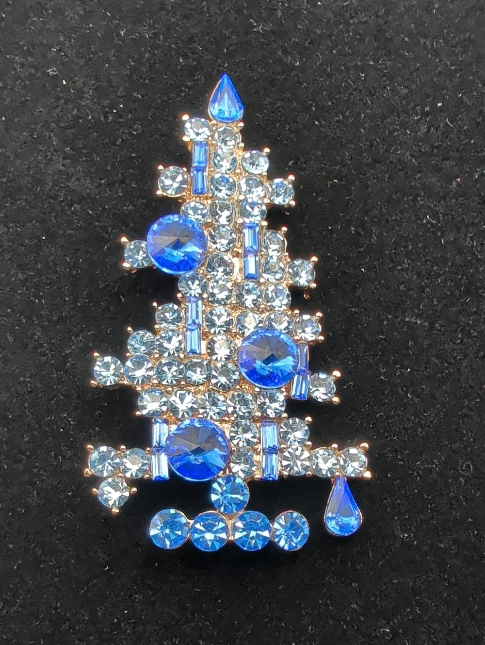 Blue Crystal Christmas Tree Brooch - Women Jewelry